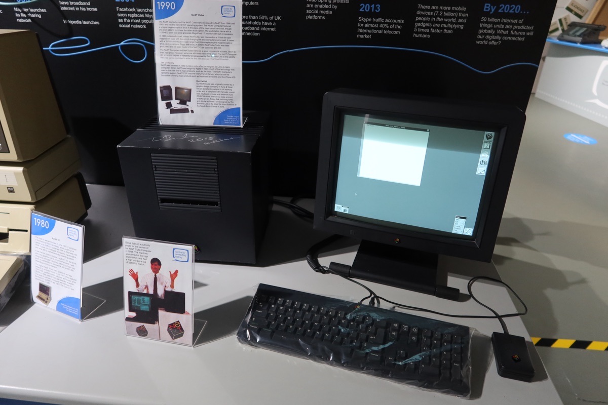 The NeXT Cube, the magnesium-cased workstation Steve Jobs built during his years in exile from Apple. NeXT was eventually acquired by Apple in December 1996 for 429 million dollars, bringing Jobs home.