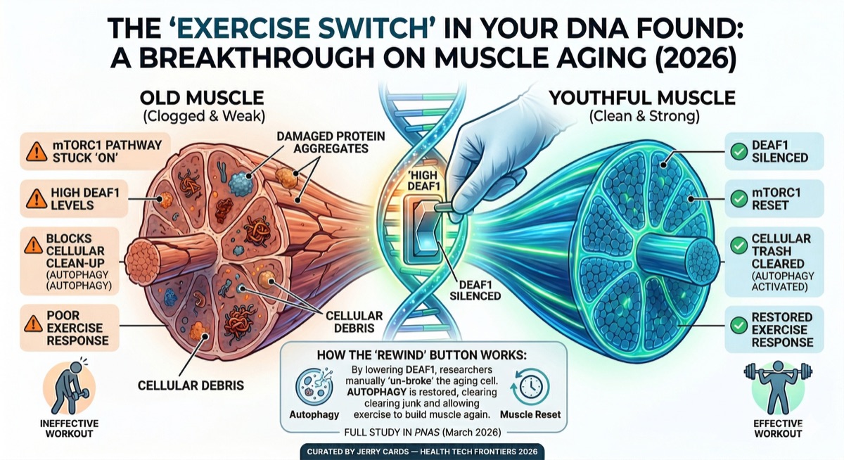 DEAF1 muscle aging exercise switch - broken vs reset pathway