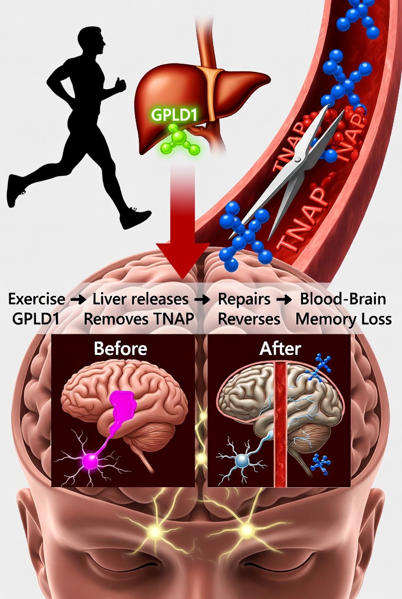 GPLD1 liver-to-brain pathway diagram