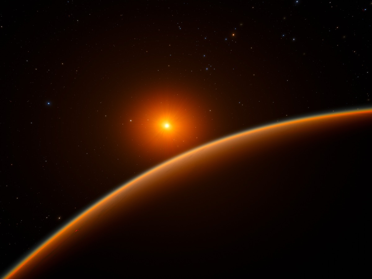 Artist's impression of a super-Earth orbiting a red dwarf star - a representative illustration of a potentially habitable world like the newly characterized GJ 3378 b, about 25 light-years away. Depicted: LHS 1140 b; credit ESO/spaceengine.org.