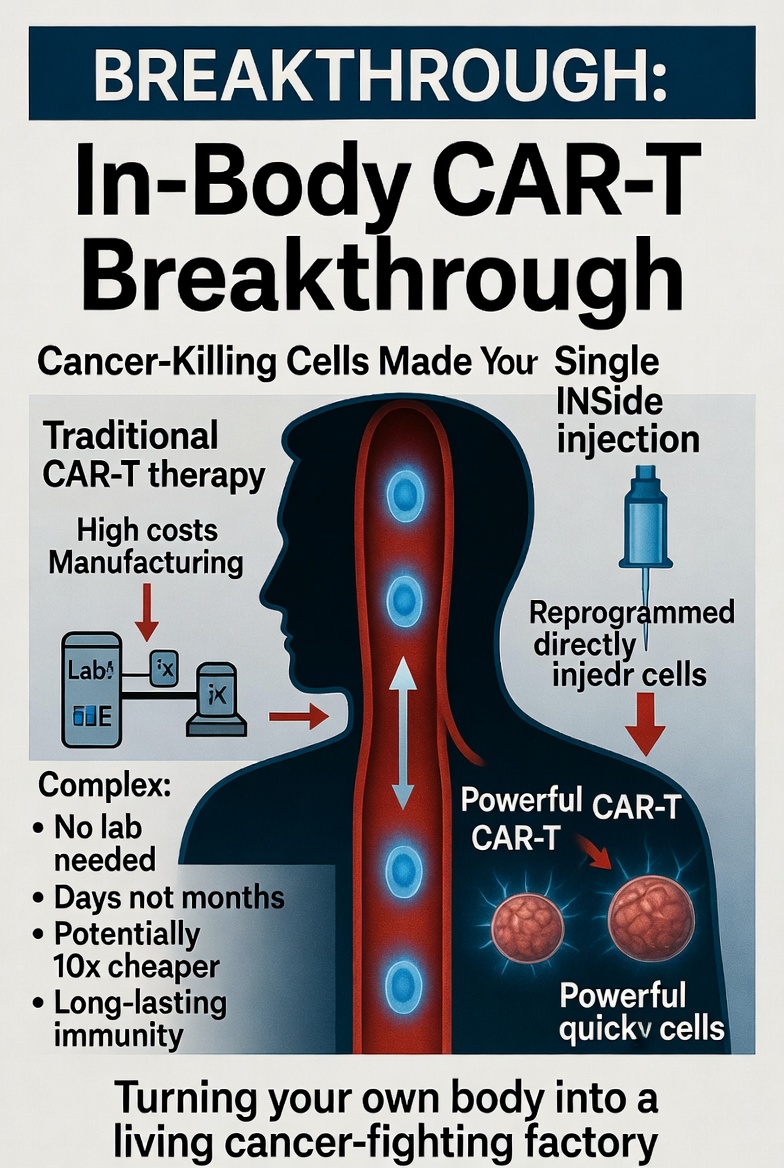 In-Body CAR-T Breakthrough - Cancer-killing cells engineered directly in the body