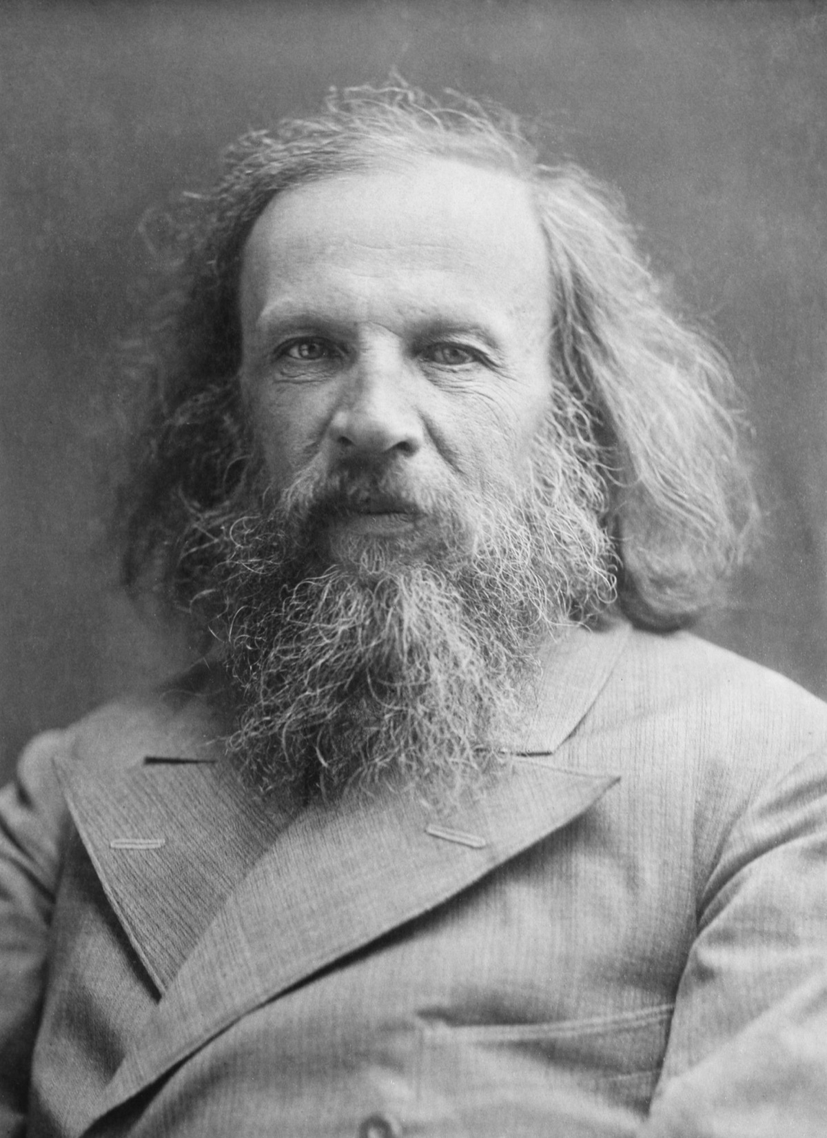 A portrait of the Russian chemist Dmitri Ivanovich Mendeleev (1834-1907), who devised the periodic table of the elements in 1869. Public domain, via Wikimedia Commons.